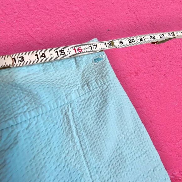 Vineyard Vines Light Turquoise Blue Textured Cotton Stretch Mini Skirt Size 16 - Picture 6 of 9